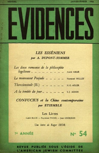 Evidences. N° 54 (Janvier/Février 1956)
